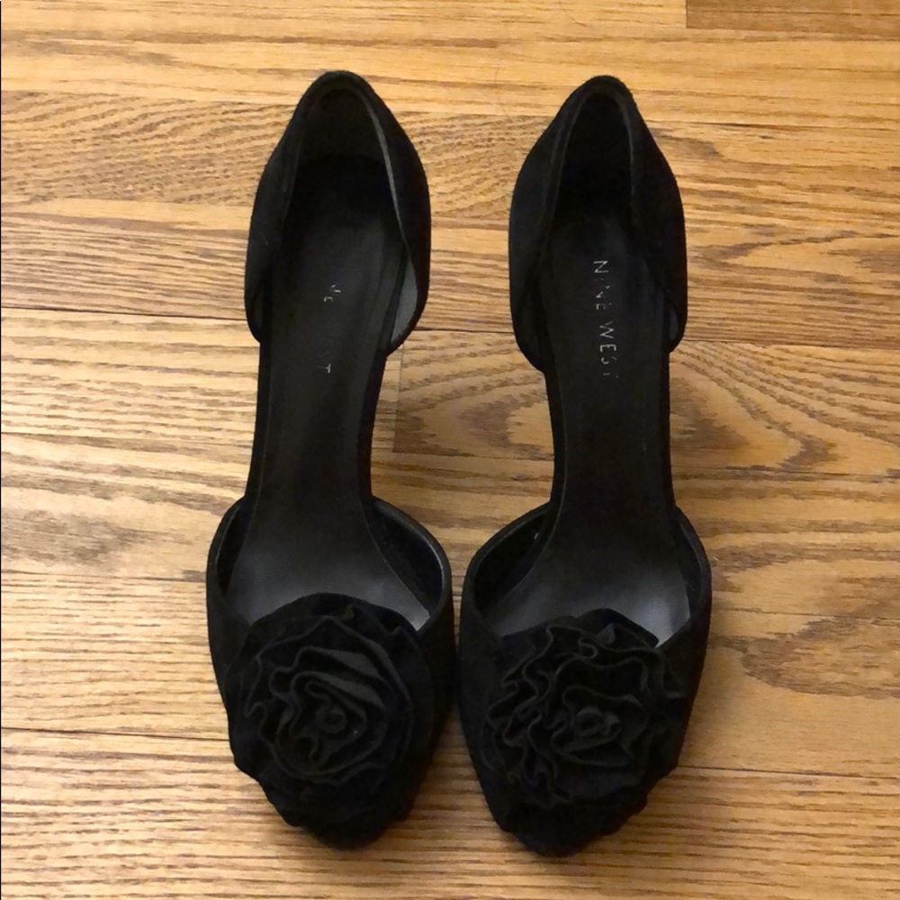 Nine West suede peep toe heels